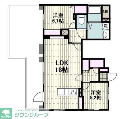 グランシャリオ(2LDK/5階)の間取り写真