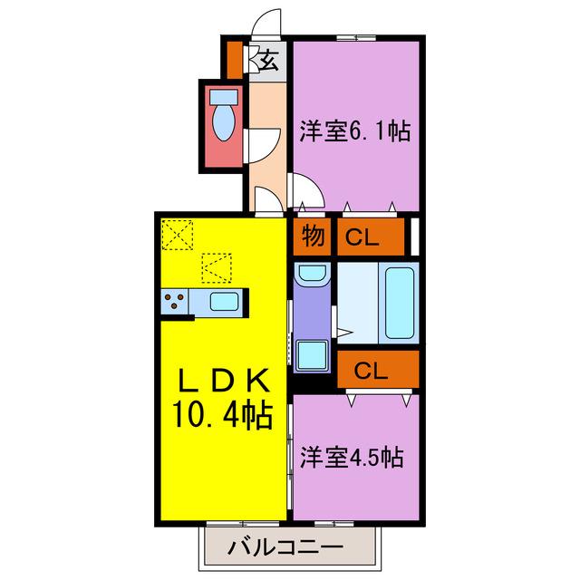 ESTASIA A棟・B棟(2LDK/1階)の間取り写真
