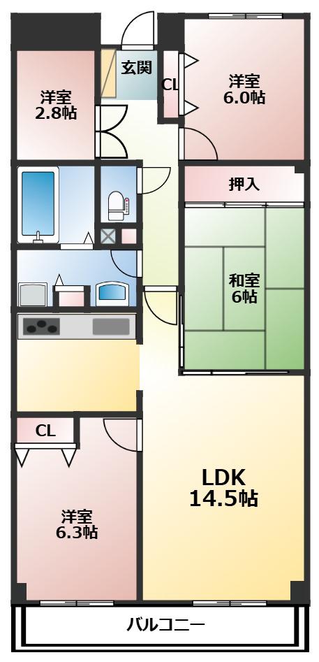 T S GARDEN府中(3SLDK/5階)の間取り写真