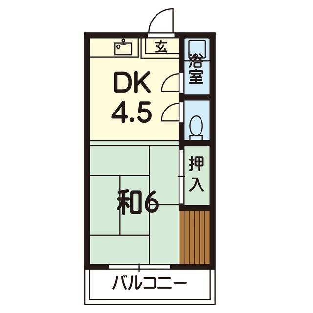 白水苑アパート(1DK/2階)の間取り写真