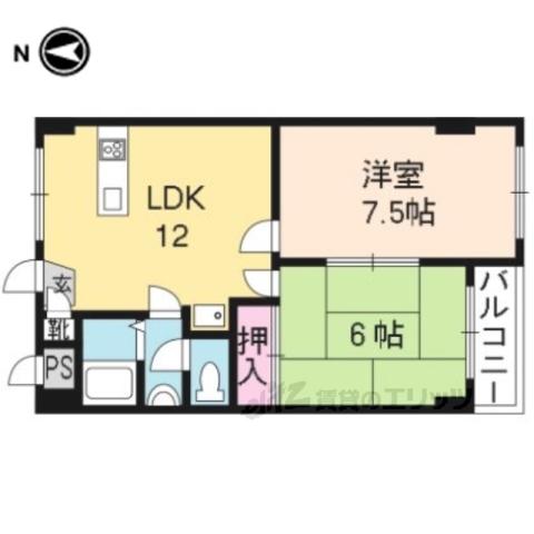 ベラヴィスタ岩倉(2LDK/2階)の間取り写真
