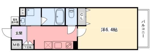 インタービレッジ船丘(1K/7階)の間取り写真