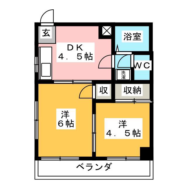クレール川上(2DK/1階)の間取り写真