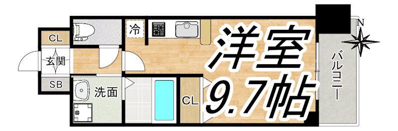 グランカーサ梅田北(1K/4階)の間取り写真