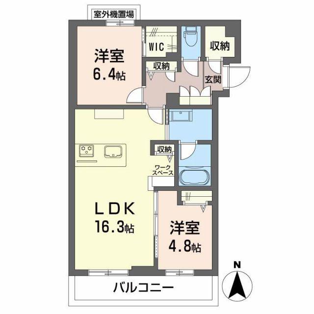リオリエントスティール(2LDK/2階)の間取り写真