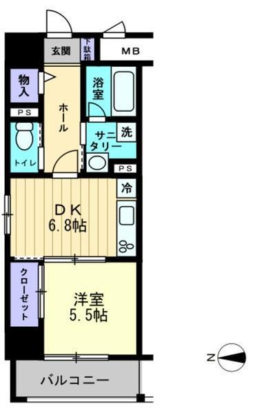 アルファレガロ中央町(1DK/13階)の間取り写真