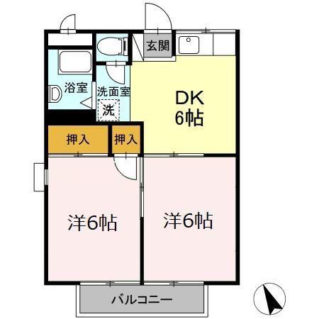 コーポ秋田(2DK/2階)の間取り写真