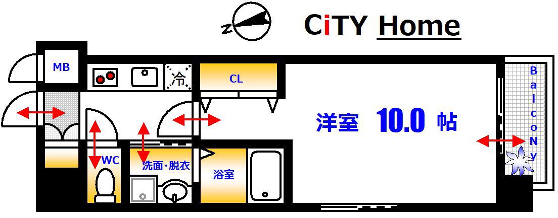 ソフィア大手町(1K/9階)の間取り写真
