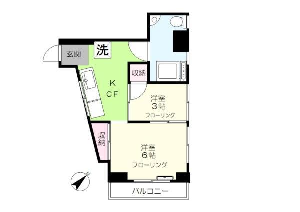山内ビル(2K/4階)の間取り写真