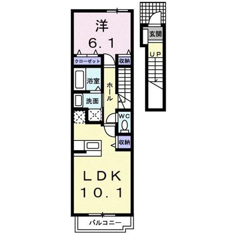 コータ・コートF(1LDK/2階)の間取り写真