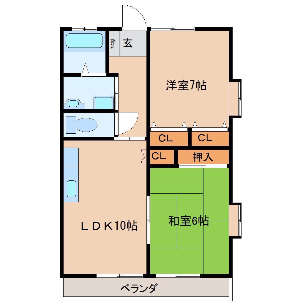 ウェスティンストリートI(2LDK/2階)の間取り写真