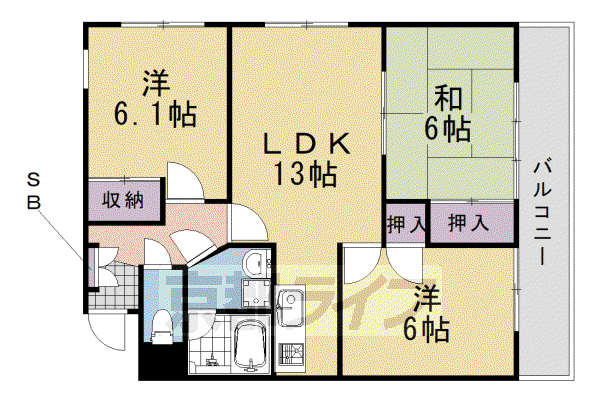 パラッツォ桂(3LDK/4階)の間取り写真