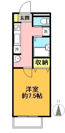 エレビア東松原(1K/1階)の間取り写真