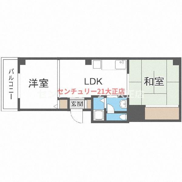 ハイツ吉本(2LDK/3階)の間取り写真
