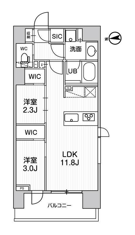 シーズンフラッツ蔵前(2LDK/5階)の間取り写真