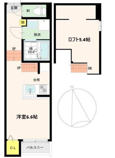 PLUMERIA SENDAI(1K/2階)の間取り写真