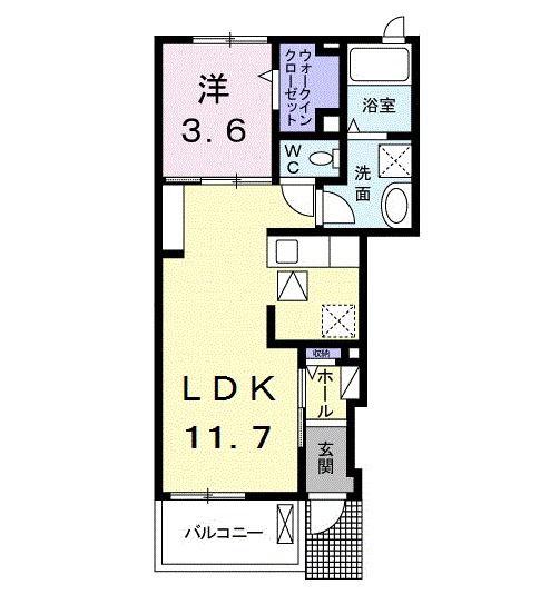 カレントヒル(1LDK/1階)の間取り写真