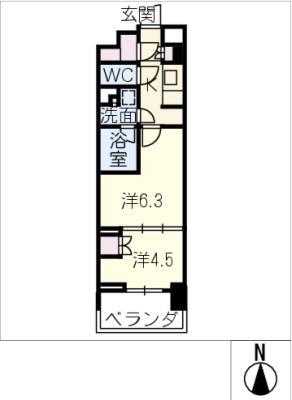 オープンレジデンシア栄903号(2K/9階)の間取り写真