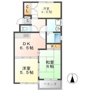 プリムローズマキA(3DK/1階)の間取り写真