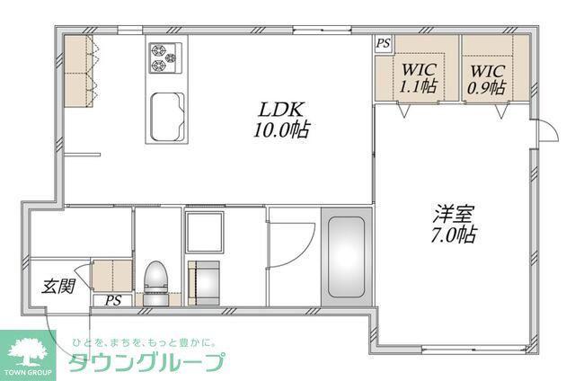 モアノ橘(1LDK/1階)の間取り写真