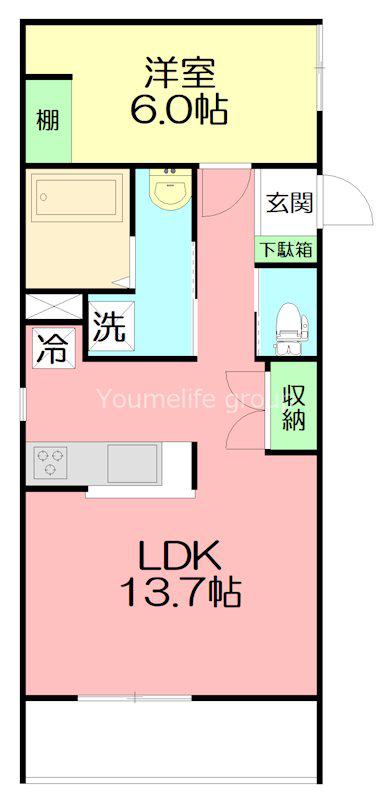 GRAND ARBRE(1LDK/2階)の間取り写真