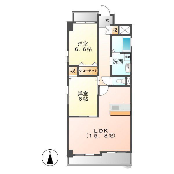 プレステージII(2LDK/1階)の間取り写真