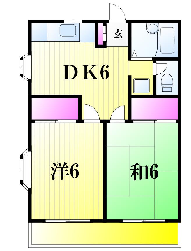 メゾン柏ウエストC棟(2DK/1階)の間取り写真
