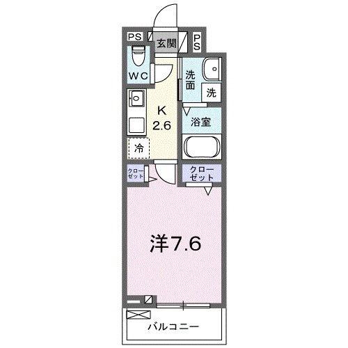 クラール中市 A(1K/3階)の間取り写真