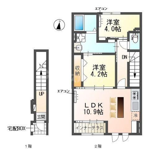 パークヒルズ(2LDK/2階)の間取り写真