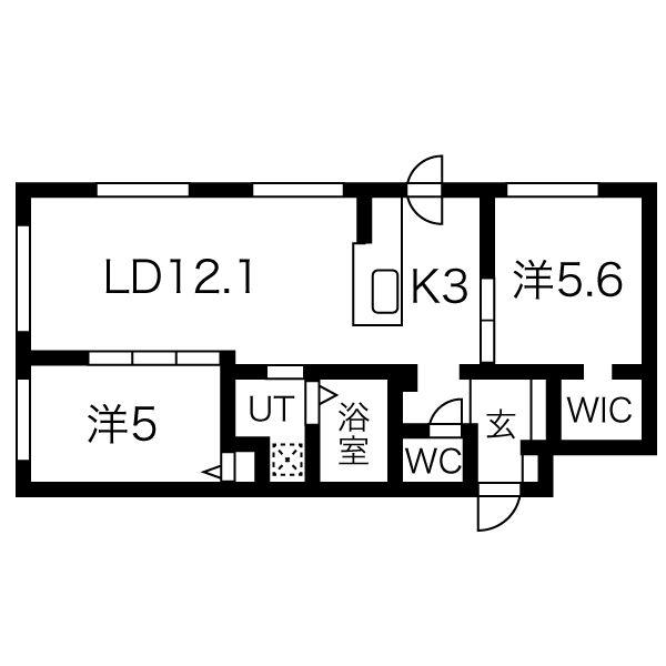 ラフィナート南16条(2LDK/3階)の間取り写真