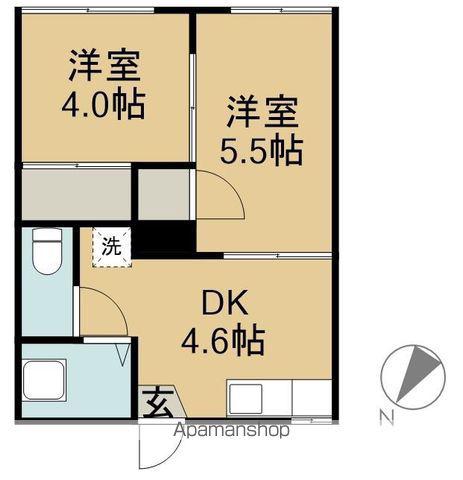片岡コーポ(2K/2階)の間取り写真