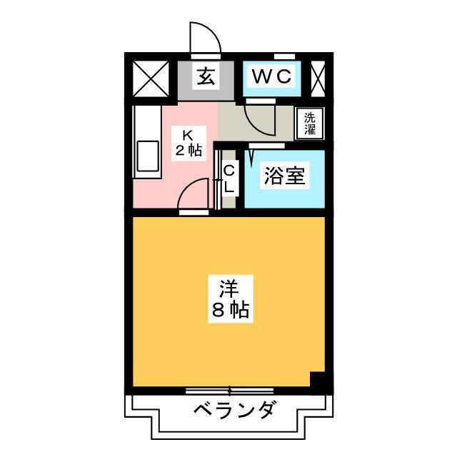 シャトー横山弐番館(1K/2階)の間取り写真