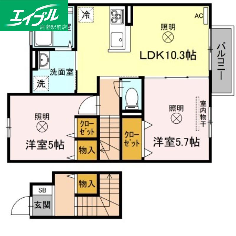 メゾンシュシュ(2LDK/2階)の間取り写真