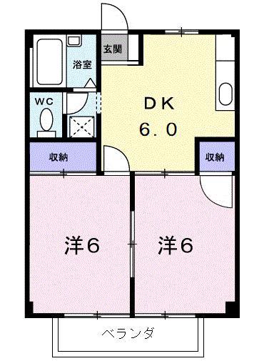 メゾン栄和(2DK/2階)の間取り写真