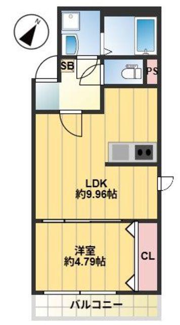 THE NOBLES 福岡空港前(1LDK/1階)の間取り写真