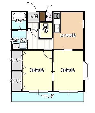 ハイム成東(2DK/2階)の間取り写真