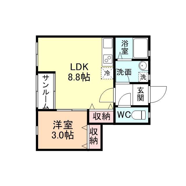 CLOVER.A(1LDK/2階)の間取り写真