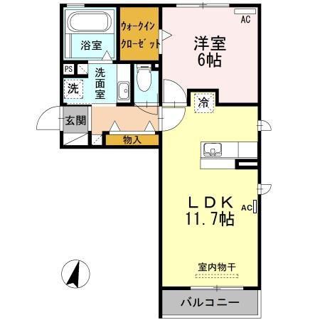 オッツ小桜(1LDK/3階)の間取り写真