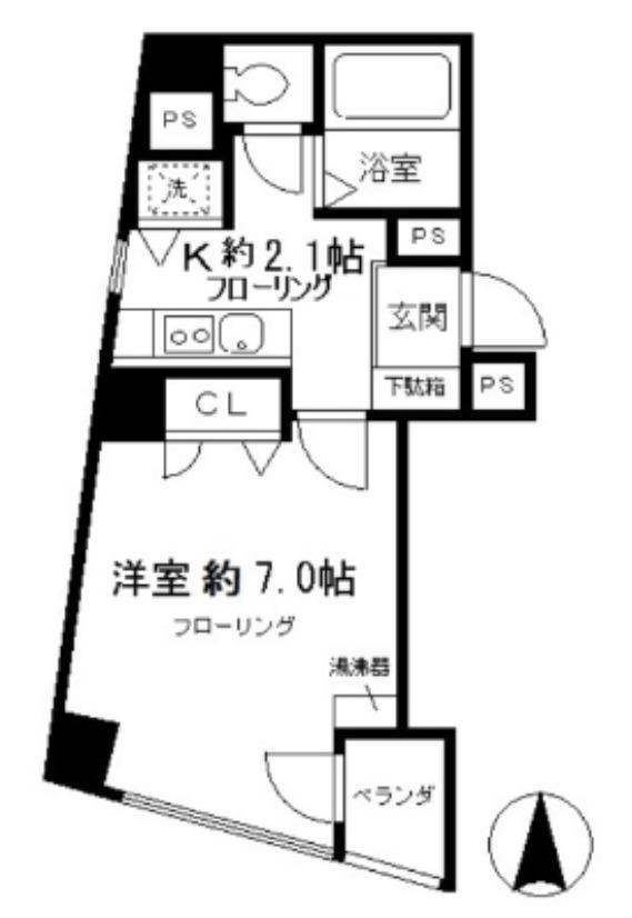 プルナス湯島(1K/4階)の間取り写真