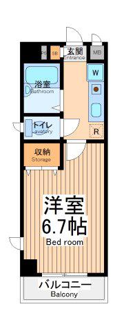 ツインコート調布 A(1K/1階)の間取り写真