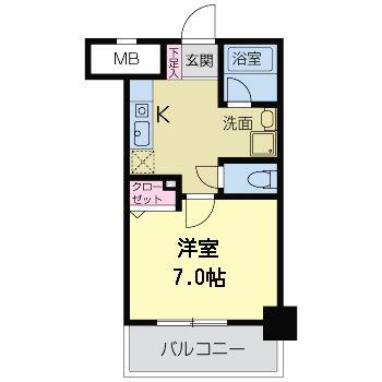 WILLDO難波WI(1K/4階)の間取り写真