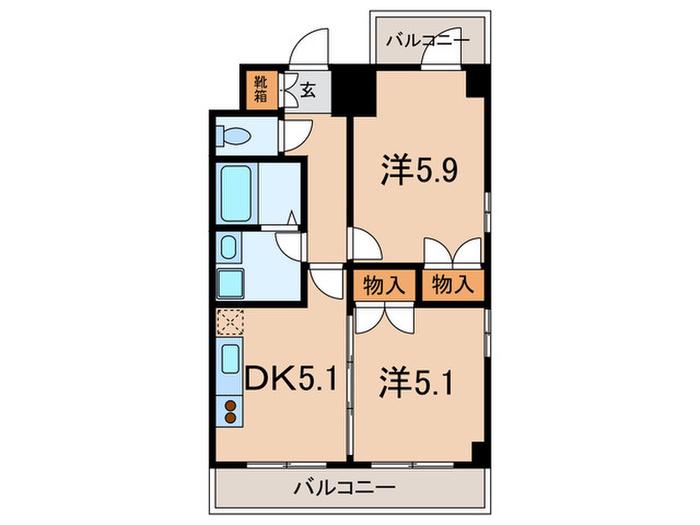 コモド大森第一マンション(2DK/5階)の間取り写真