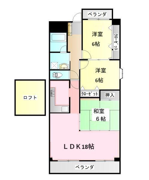 アスティ西鶉(3LDK/10階)の間取り写真