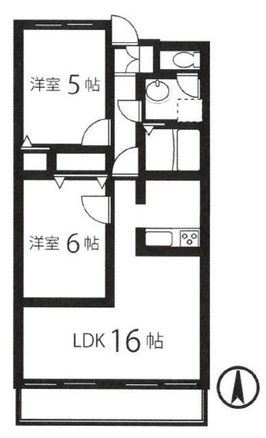 グリーンハイム(2LDK/2階)の間取り写真