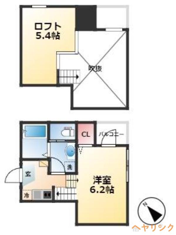 クレール城西(1K/1階)の間取り写真