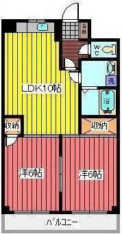 セントポール川口(2DK/2階)の間取り写真