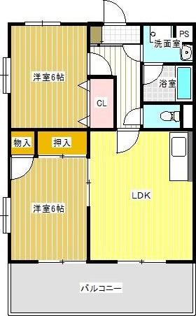 グランディール(2LDK/1階)の間取り写真