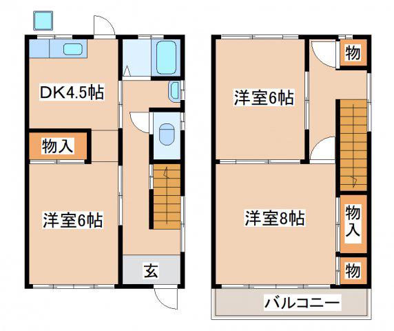 シャルム源平(3DK/1階)の間取り写真