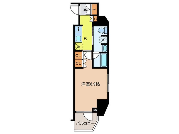 アジールコート品川中延サウス(1K/8階)の間取り写真
