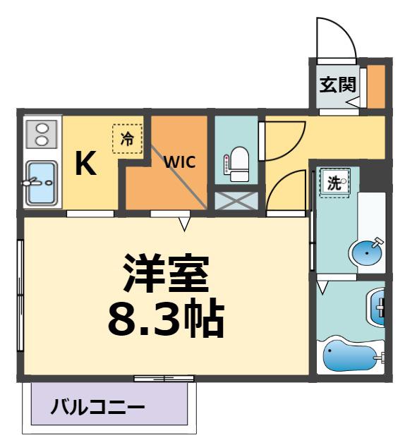 プラージュ武庫川(1K/1階)の間取り写真